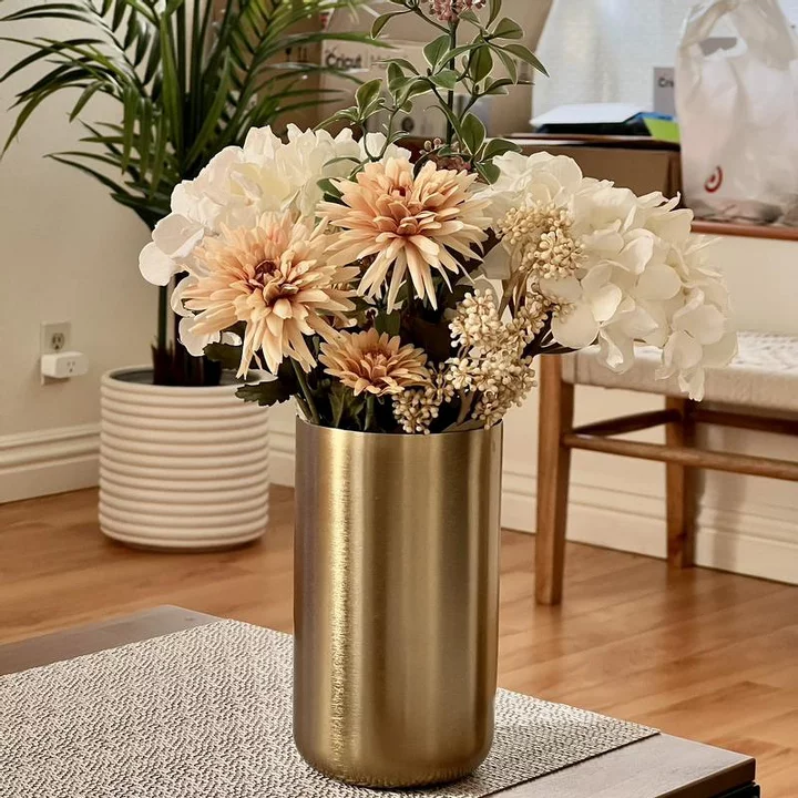 Home Décor, Ceramic Vase, Tall Decorative Brass Vase, Ceramic Flower Vases, Brass Flower Vase